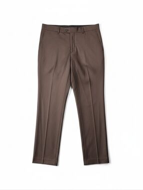 Zegarie Uomo Wool Dress Pants Men’s Brown Flat Front Slacks Classic Tailored